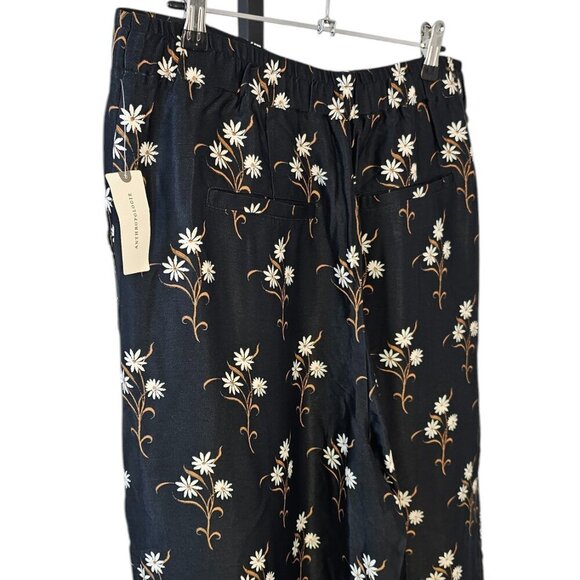 Antrhopologie Silky High-Rise, Floral, Wide Leg High Rise Pants, Black, 14, NWT - Picture 12 of 12